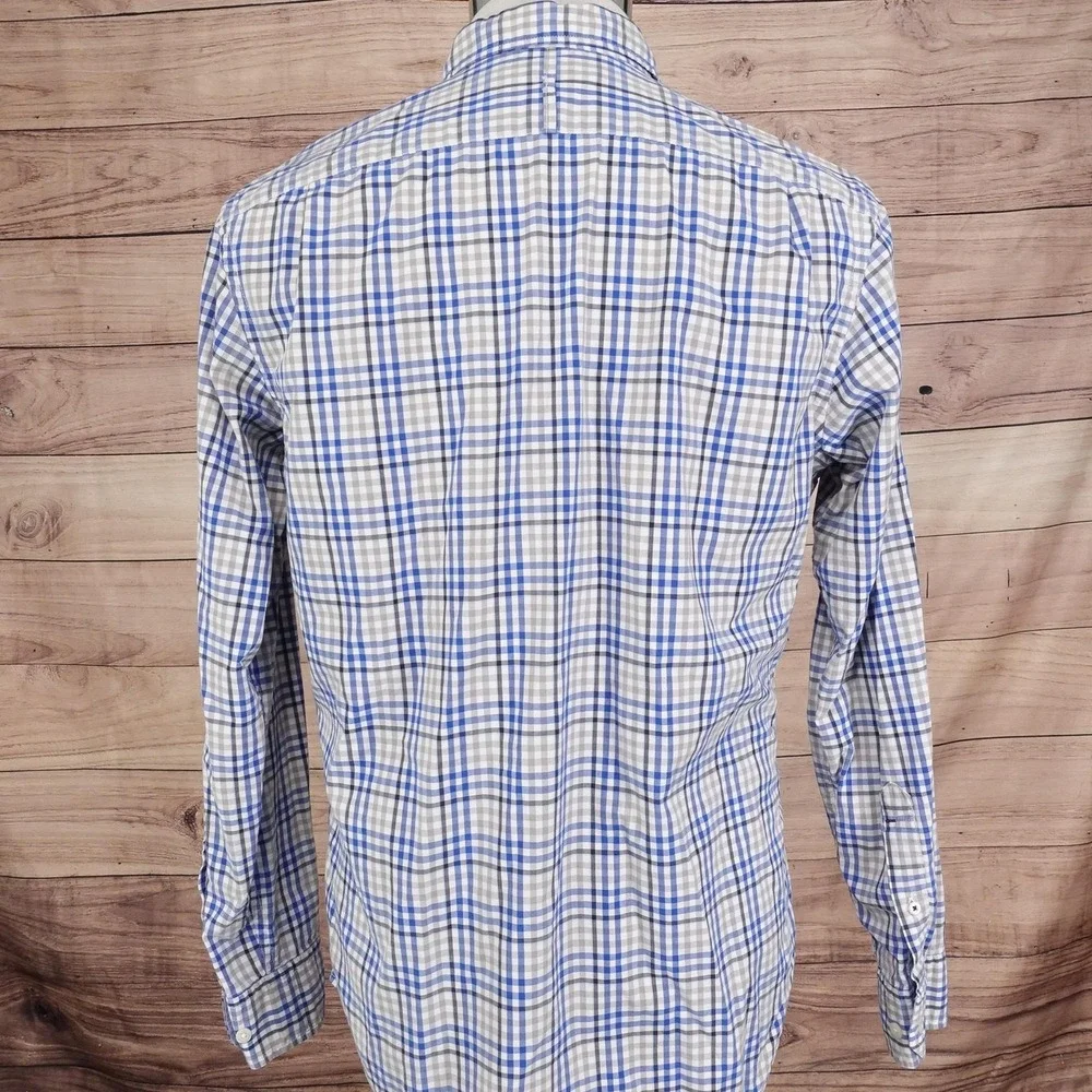 Banana Republic 078 Wash‎ Shirt Mens Medium Blue Plaid Slim Fit Button Down